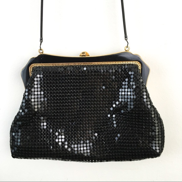 Vintage 90’s black chainmail purse metal frame - Picture 10 of 10